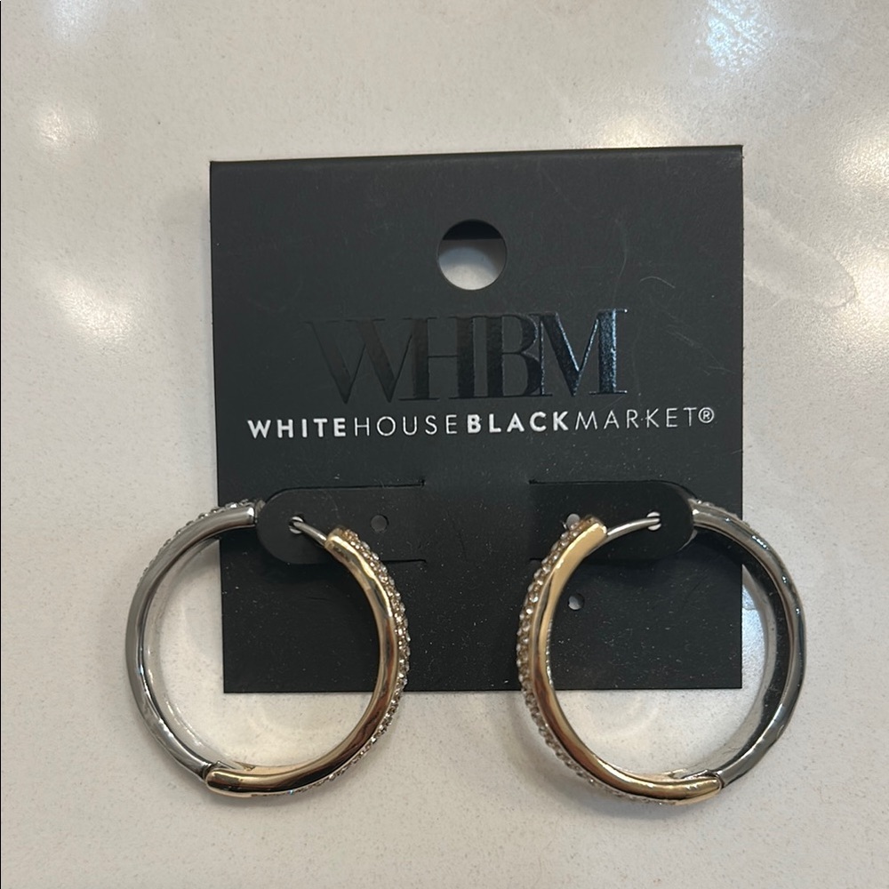 White House Black Market Gold and Silver Hoop Earrings